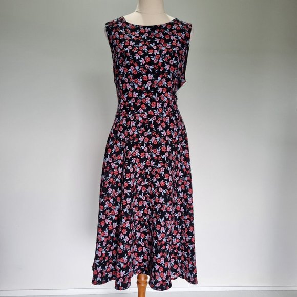 Review My Darling Multicolour Ditsy Floral Bow Detail Dress Size 14 - Picture 2 of 9